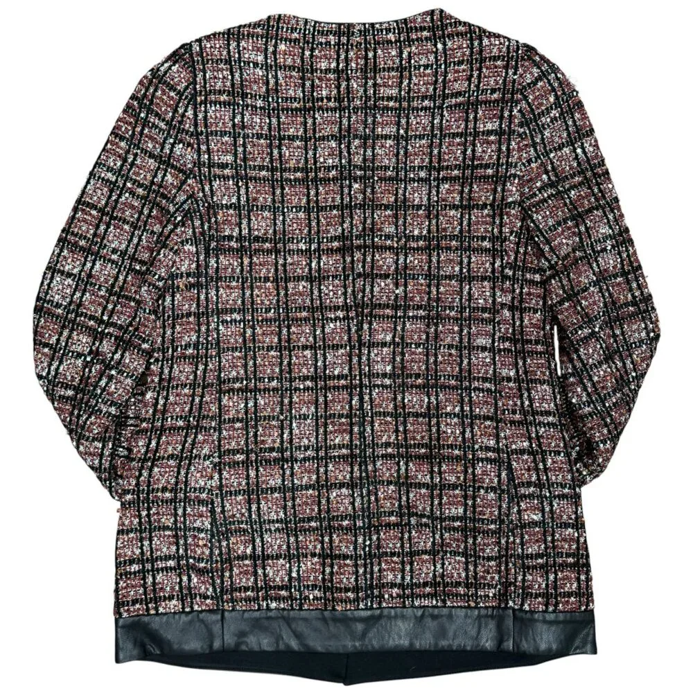 EXPRESS Women's NWT Metallic Tweed Blazer Coat Jacket Faux Leather Trim | Size S